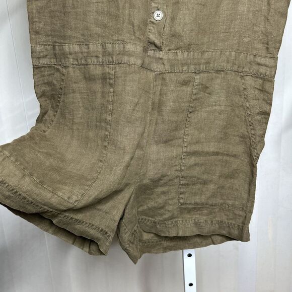 Michael Stars Romper Utility Linen Short Sleeves Olive Green Finn Size XS NEW - Picture 6 of 10